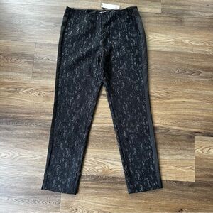 Paperwhite Black lace boho floral high waisted pants Size 4 Straight Leg Glam